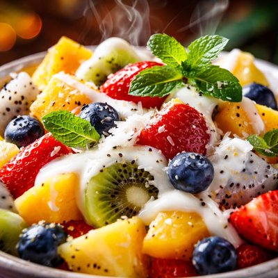 Image of Caribbean Fruit Salad with Coconut Cream Dressing