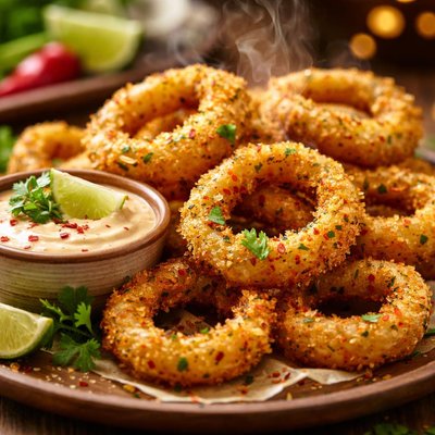 Image of Caribbean Lime Onion Rings with Spicy Dipping Sauce