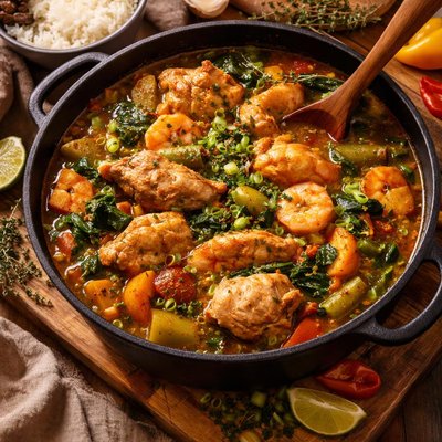 Image of Caribbean Pepper Pot with Chicken Shrimp