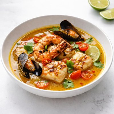 Image of Caribbean Style Grilled Seafood Soup