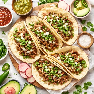 Image of Carnitas Flour Tacos with Onion and Cilantro