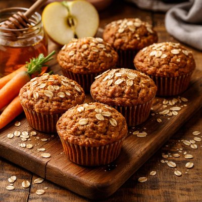 Image of Carrot Apple and Honey Muffins