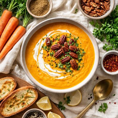 Image of Carrot Cumin Soup with Toasted Pecans