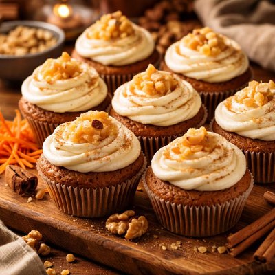 Image of Carrot Cupcakes with Ginger Cream Cheese Icing