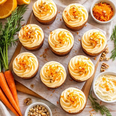 Image of Carrot Cupcakes with Orange Icing