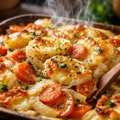 Image of Carrot Potato and Onion Gratin