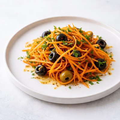 Image of Carrot Salad with Olives Honey and Cumin