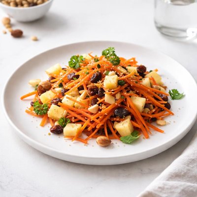 Image of Carrot Salad with Raisins Apple Pineapple and Nuts