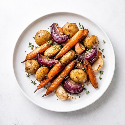 Image of Carrots Potatoes Roasted W Onion and Garlic