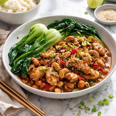 Image of Cashew Chicken and Baby Bok Choy