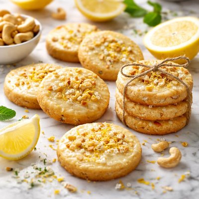 Image of Cashew Lemon Shortbread Cookies