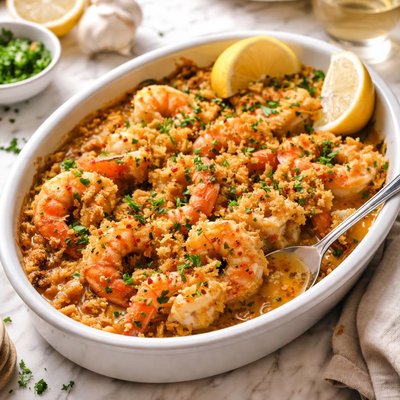 Image of Casserole of Shrimp in Garlic Butter Shrimp De Jonghe