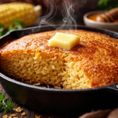 Image of Cast Iron Skillet Baked Cornbread