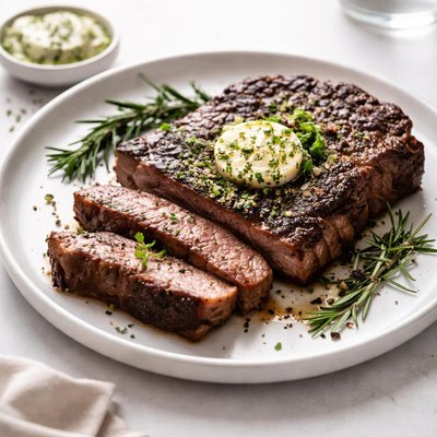 Image of Cast Iron Steaks with Herb Butter