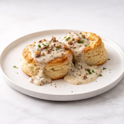 Image of Cat Head Biscuits with Sawmill Gravy