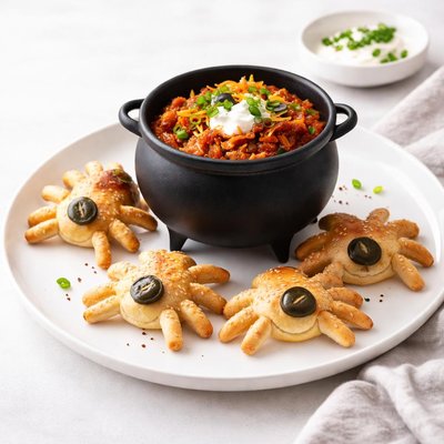 Image of Cauldron of Chili with Spider Breads