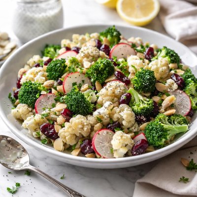 Image of Cauliflower and Broccoli Salad with Poppy Seed Dressing