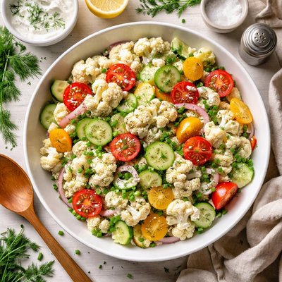 Image of Cauliflower and Cucumber Salad with Sour Cream