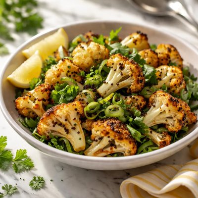 Image of Cauliflower and Scallions with Black Mustard Seeds