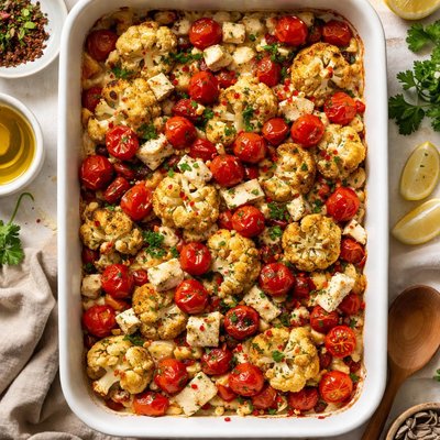 Image of Cauliflower Baked with Tomatoes and Feta