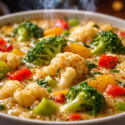 Image of Cauliflower Broccoli Bell Pepper Crock Pot Soup