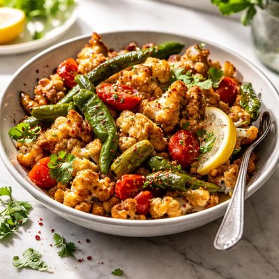 Image of Cauliflower Green Chilies and Tomatoes