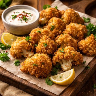 Image of Cauliflower Panko Pakoras Breaded and Baked Fried