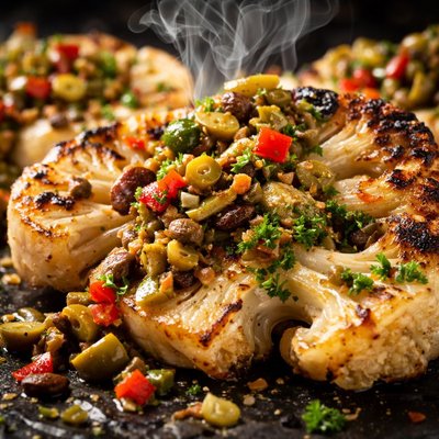 Image of Cauliflower Steaks with Olive Relish