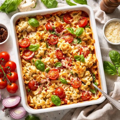 Image of Cauliflower Tomato Onion Cheese Casserole
