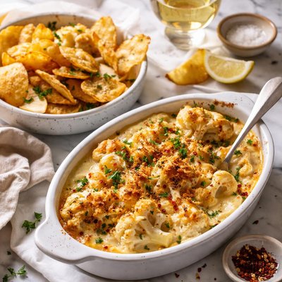 Image of Cauliflower with Cheese and Chips