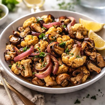 Image of Cauliflower with Mushrooms and Onions