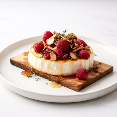 Image of Cedar Planked Brie with Raspberry Almond and Honey Topping