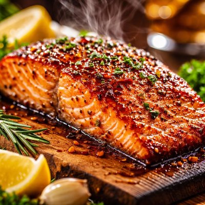 Image of Cedar Planked Salmon with Whiskey Maple Glaze