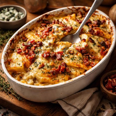 Image of Celeriac Gratin with Blue Cheese and Bacon