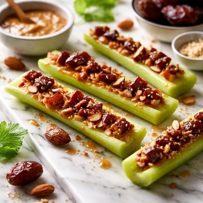Image of Celery with Almond Butter and Dates