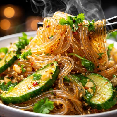 Image of Cellophane Noodles with Garlic Cucumbers and Cilantro Ww