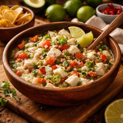 Image of Ceviche De Pescado Fish Salad Cooked in Lime Juice