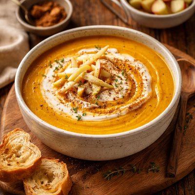 Image of Chai Spiced Butternut Squash Soup with Apple Cream
