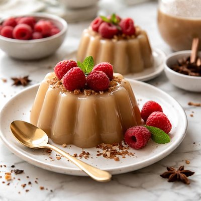 Image of Chai Tea Jelly Jello with Raspberries