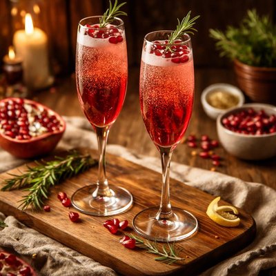 Image of Champagne Cocktail with Pomegranate Juice