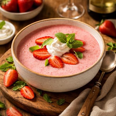 Image of Champagne Infused Strawberry Soup