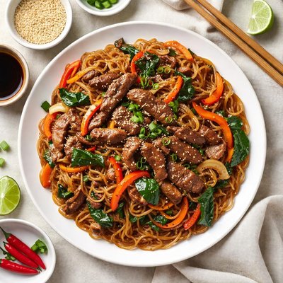 Image of Chapchae Noodles with Beef and Mixed Vegetables
