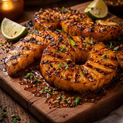 Image of Char Grilled Pineapple with Jerked Honey Rum Glaze