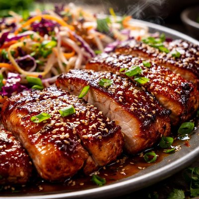 Image of Char Siu Pork Cutlets with Chinese Coleslaw