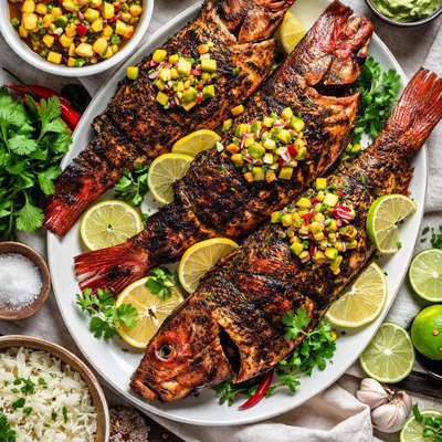 Image of Charcoal Grilled Blackened Red Snapper