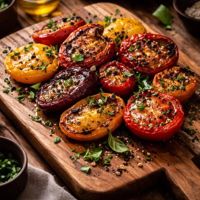 Image of Charred Heirloom Tomatoes with Fresh Herbs