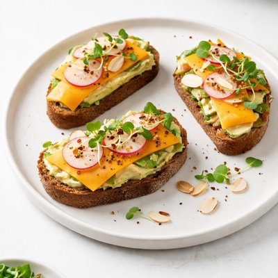 Image of Cheddar Almond Open Faced Sandwiches