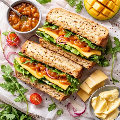 Image of Cheddar and Mango Chutney Sandwich