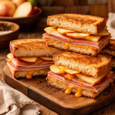 Image of Cheddar Apple Ham Cheese Sandwiches