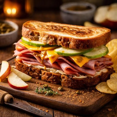 Image of Cheddar Apple Ham Sandwich